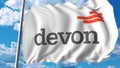 Waving flag with Devon Energy logo. Editoial 3D rendering