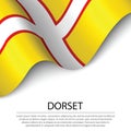 Waving flag of Dorset is a county of England on white background