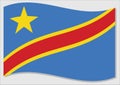 Waving flag of DRC vector graphic. Waving Congolese flag illustration. DRC country flag wavin in the wind is a symbol of freedom