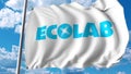 Waving flag with Ecolab logo. Editoial 3D rendering