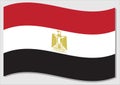 Waving flag of Egypt vector graphic. Waving Egyptian flag illustration. Egypt country flag wavin in the wind is a symbol of Royalty Free Stock Photo