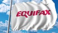 Waving flag with Equifax logo. Editoial 3D rendering