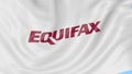 Waving flag with Equifax logo. Seamles loop 4K editorial animation