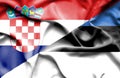 Waving flag of Estonia and Croatia