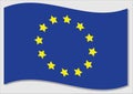 Waving flag of European Union vector graphic. Waving EU flag illustration. European Union country flag wavin in the wind is a