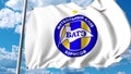 Waving flag with FC Bate Borisov football club logo. 4K editorial clip