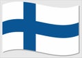 Waving flag of Finland vector graphic. Waving Finnish flag illustration. Finland country flag wavin in the wind is a symbol of Royalty Free Stock Photo