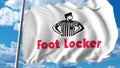 Waving flag with Foot Locker logo. Editoial 3D rendering