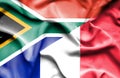 Waving flag of France and South Africa