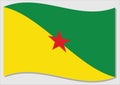 Waving flag of French Guiana vector graphic. Waving Guyanese flag illustration. French Guiana country flag wavin in the wind is a