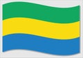 Waving flag of Gabon vector graphic. Waving Gabonese flag illustration. Gabon country flag wavin in the wind is a symbol of