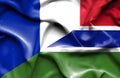 Waving flag of Gambia and France