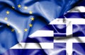 Waving flag of Greece and EU Royalty Free Stock Photo