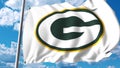 Waving flag with Green Bay Packers professional team logo. Editorial 3D rendering Royalty Free Stock Photo