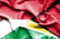Waving flag of Guyana and Monaco