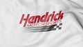 Waving flag with Hendrick Motorsports logo. Editorial 3D rendering