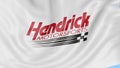 Waving flag with Hendrick Motorsports logo. Seamles loop 4K editorial animation