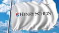 Waving flag with Henry Schein logo. Editoial 3D rendering Royalty Free Stock Photo
