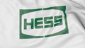 Waving flag with Hess Corporation logo. Editorial 3D rendering Royalty Free Stock Photo
