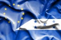 Waving flag of Honduras and EU