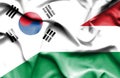 Waving flag of Hungary and South Korea Royalty Free Stock Photo