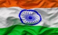 Waving flag of india closeup