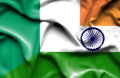 Waving flag of India and Ireland
