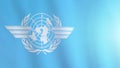 Waving flag of the International Civil Aviation Organization. International flag of ICAO