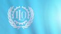 Waving Flag of The International Labour Organization. United Nations agency whose mandate is to advance social justice