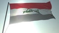 Waving flag of Iraq against shining sun and sky. Realistic loopable 3D rendering Royalty Free Stock Photo