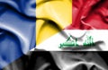 Waving flag of Iraq and Romania