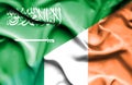 Waving flag of Ireland and Saudi Arabia