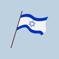 Waving flag of Israel country. Isolated Israeli flag with blue hexagram, star of David. Vector flat illustration Royalty Free Stock Photo