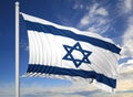 Waving flag of Israel on flagpole