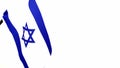 Waving flag of Israel on a white background. Israeli flag for the Yom Ha`atzmaut Independence Day of Israel and Yom HaShoah