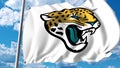 Waving flag with Jacksonville Jaguars professional team logo. Editorial 3D rendering