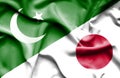 Waving flag of Japan and Pakistan