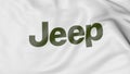 Waving flag with Jeep logo. Editorial 3D rendering