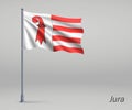 Waving flag of Jura - canton of Switzerland on flagpole. Templat