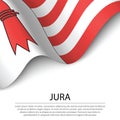 Waving flag of Jura is a canton of Switzerland on white backgrou