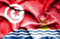 Waving flag of Kiribati and Tunisia
