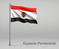 Waving flag of Kuyavia-Pomerania Voivodeship - province of Polan