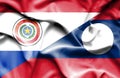 Waving flag of Laos and Paraguay