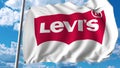 Waving flag with Levi Strauss Co logo. Editoial 3D rendering