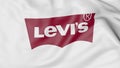 Waving flag with Levi Strauss Co logo. Editorial 3D rendering