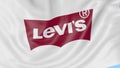 Waving flag with Levi Strauss Co logo. Seamles loop 4K editorial animation