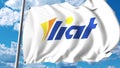 Waving flag with Liat logo. 3D rendering Royalty Free Stock Photo
