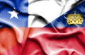 Waving flag of Lichtenstein and Chile