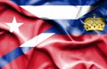 Waving flag of Lichtenstein and Cuba