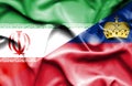 Waving flag of Lichtenstein and Iran